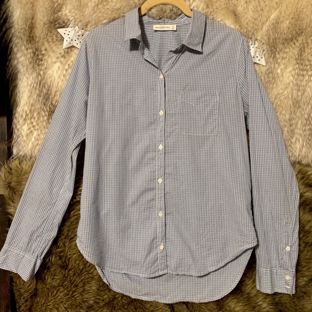Abercrombie & Fitch Blue Printed Button Down Shirt
